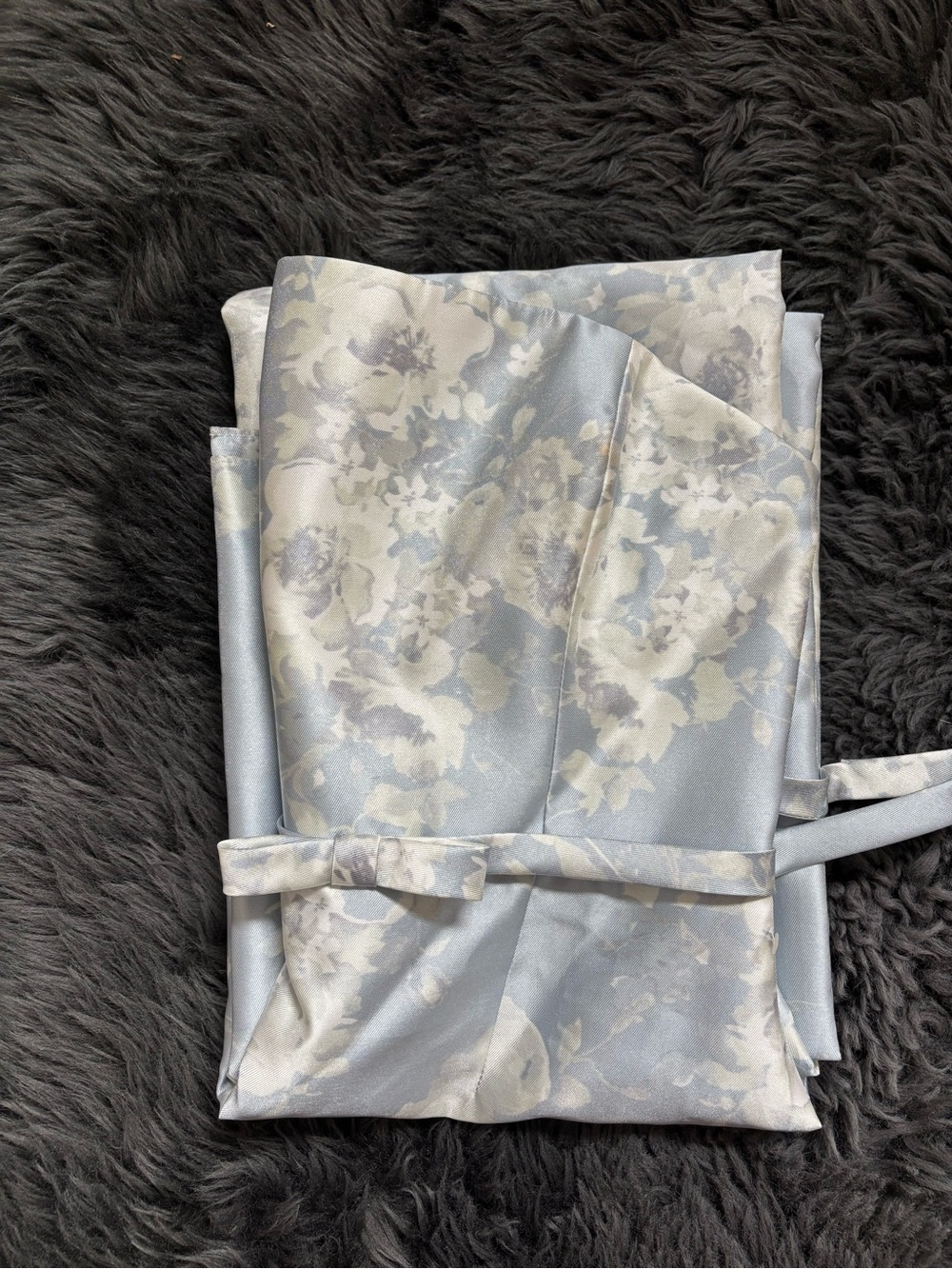 Alfred Sung 6 STRAPLESS SATIN COLUMN DRESS IN PORCELAIN BLUE SERAPHINA FLORAL - Picture 6 of 11